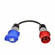 Адаптер CEE 3-32 евро контакт (син) към CEE 5-32 щепсел (червен) | 32 А 7,4 kW | 0,5м